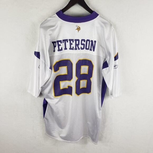 NFL Jersey Men XL Adrian Peterson #28 Minnesota Vikings White Purple Reebok - Picture 5 of 7